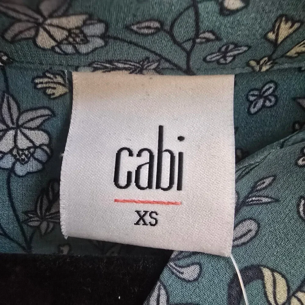 Cabi Blue Floral Sheer Collared High Low Blouse Top Size XS - Picture 7 of 9
